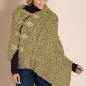 SOFT SURROUNDINGS Chelsea Knit Poncho Moss Size M  (10-12)